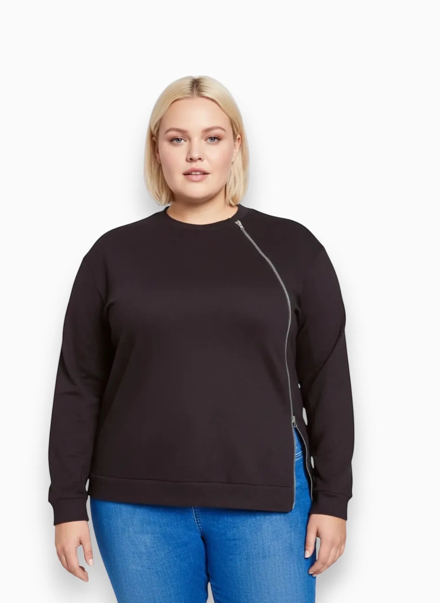 Universal Standard Universal Standard Meridian Zip Pullover in Black - Top | Queen Anna House of Fashion Women's Luxury Fashion