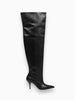 Queen Anna House of Fashion HALINA blacksnake embossed faux leather over-the-knee boot with pointed toe and stiletto heel.