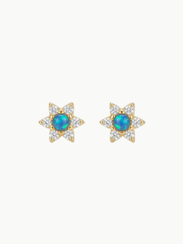 La Kaiser La Kaiser Blue Opal Diamond Daisy Studs in Diamond Daisy Studs - Jewelry | Queen Anna House of Fashion Women's Luxury Fashion