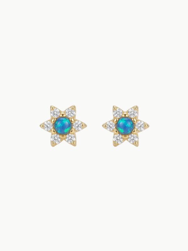 La Kaiser La Kaiser Blue Opal Diamond Daisy Studs in Diamond Daisy Studs - Jewelry | Queen Anna House of Fashion Women's Luxury Fashion