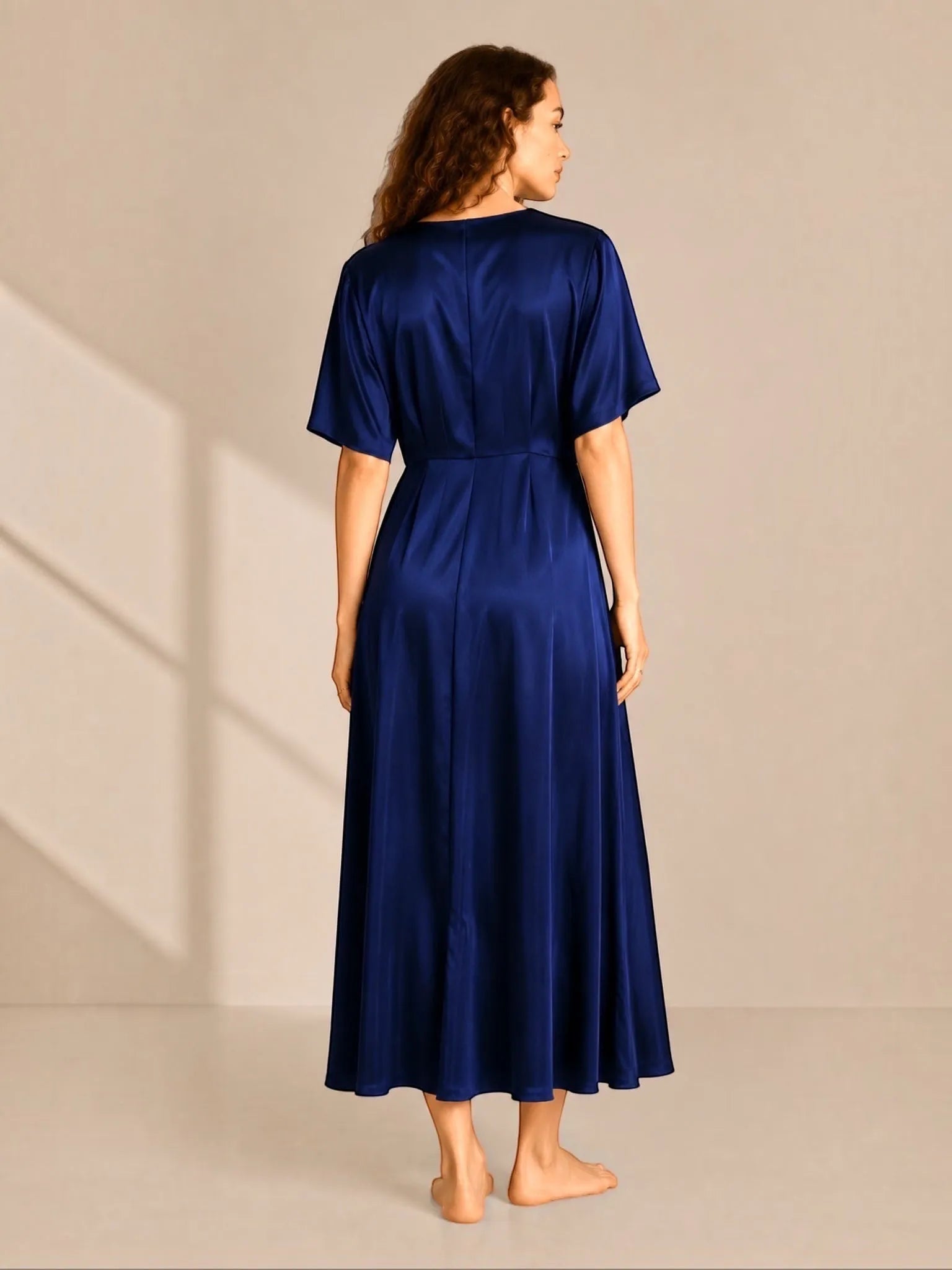 LUNYA LUNYA Washable Silk Wrap Dress in Blue - Dress | Queen Anna House of Fashion Women's Luxury Fashion