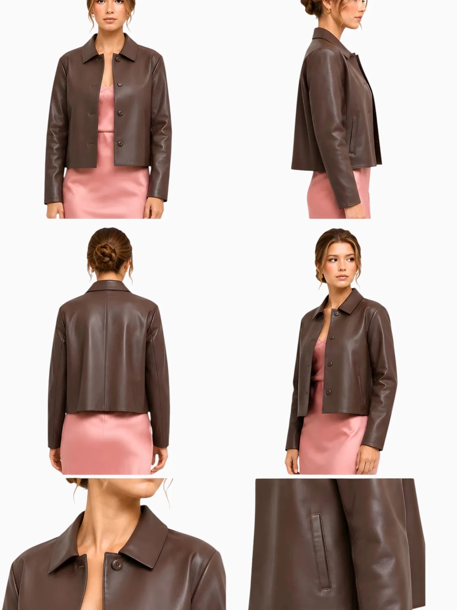 M.M.LaFleur M.M.LaFleur Nicky Vegan Leather Jacket in Brown - Outerwear | Queen Anna House of Fashion Women's Luxury Fashion