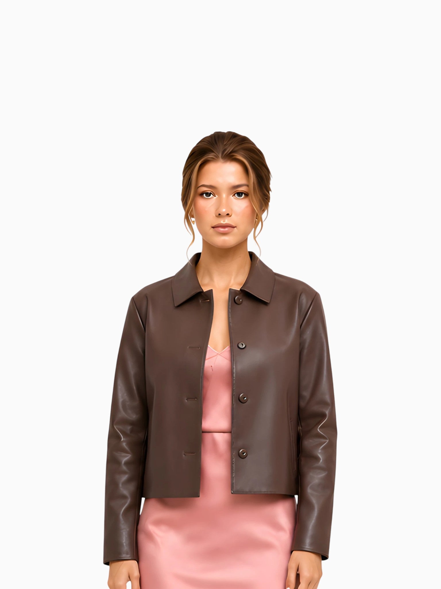 M.M.LaFleur M.M.LaFleur Nicky Vegan Leather Jacket in Brown - Outerwear | Queen Anna House of Fashion Women's Luxury Fashion