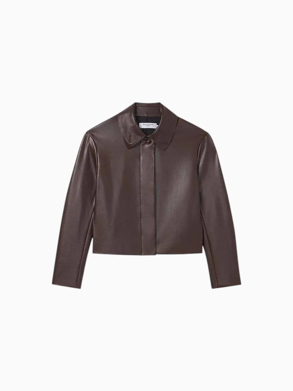 M.M.LaFleur M.M.LaFleur Nicky Vegan Leather Jacket in Brown - Outerwear | Queen Anna House of Fashion Women's Luxury Fashion