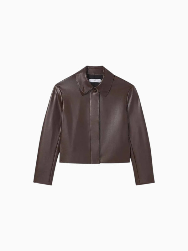 M.M.LaFleur M.M.LaFleur Nicky Vegan Leather Jacket in Brown - Outerwear | Queen Anna House of Fashion Women's Luxury Fashion