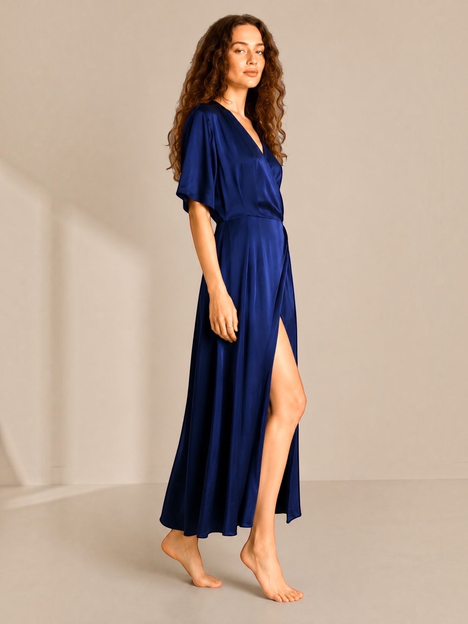 LUNYA LUNYA Washable Silk Wrap Dress in Blue - Dress | Queen Anna House of Fashion Women's Luxury Fashion