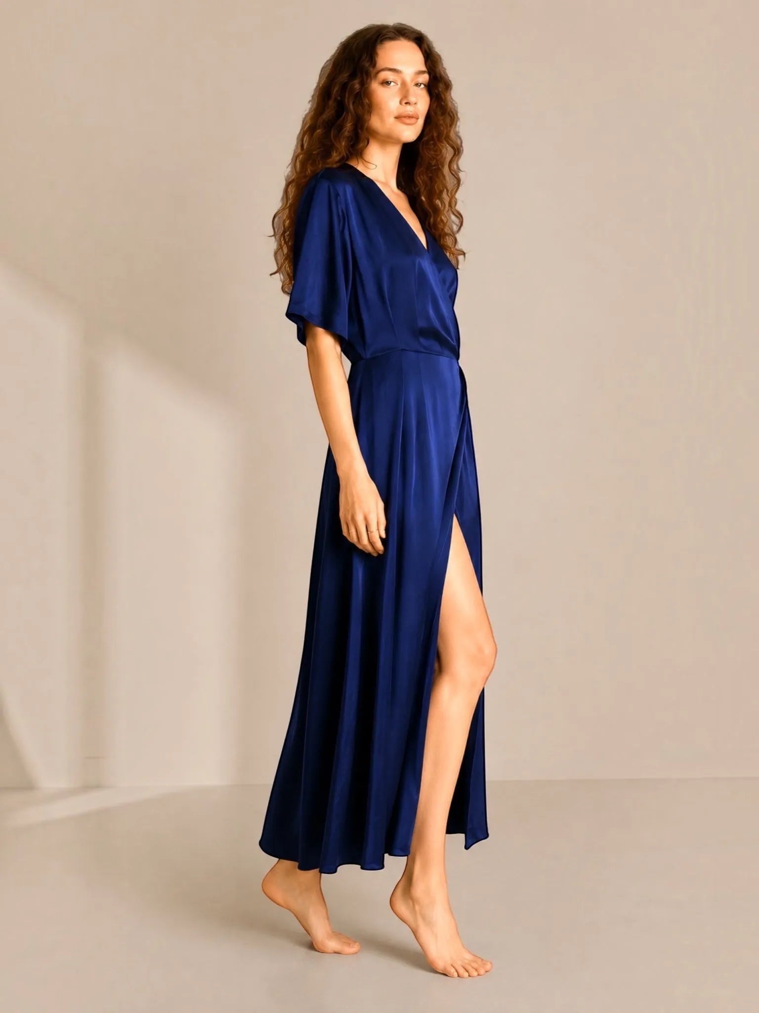 LUNYA LUNYA Washable Silk Wrap Dress in Blue - Dress | Queen Anna House of Fashion Women's Luxury Fashion