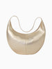 Queen Anna House of Fashion TAH Bags metallic gold leather half moon sling bag with a curved crescent silhouette.