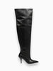 Queen Anna House of Fashion HALINA blacksnake embossed faux leather over-the-knee boot with pointed toe and stiletto heel.