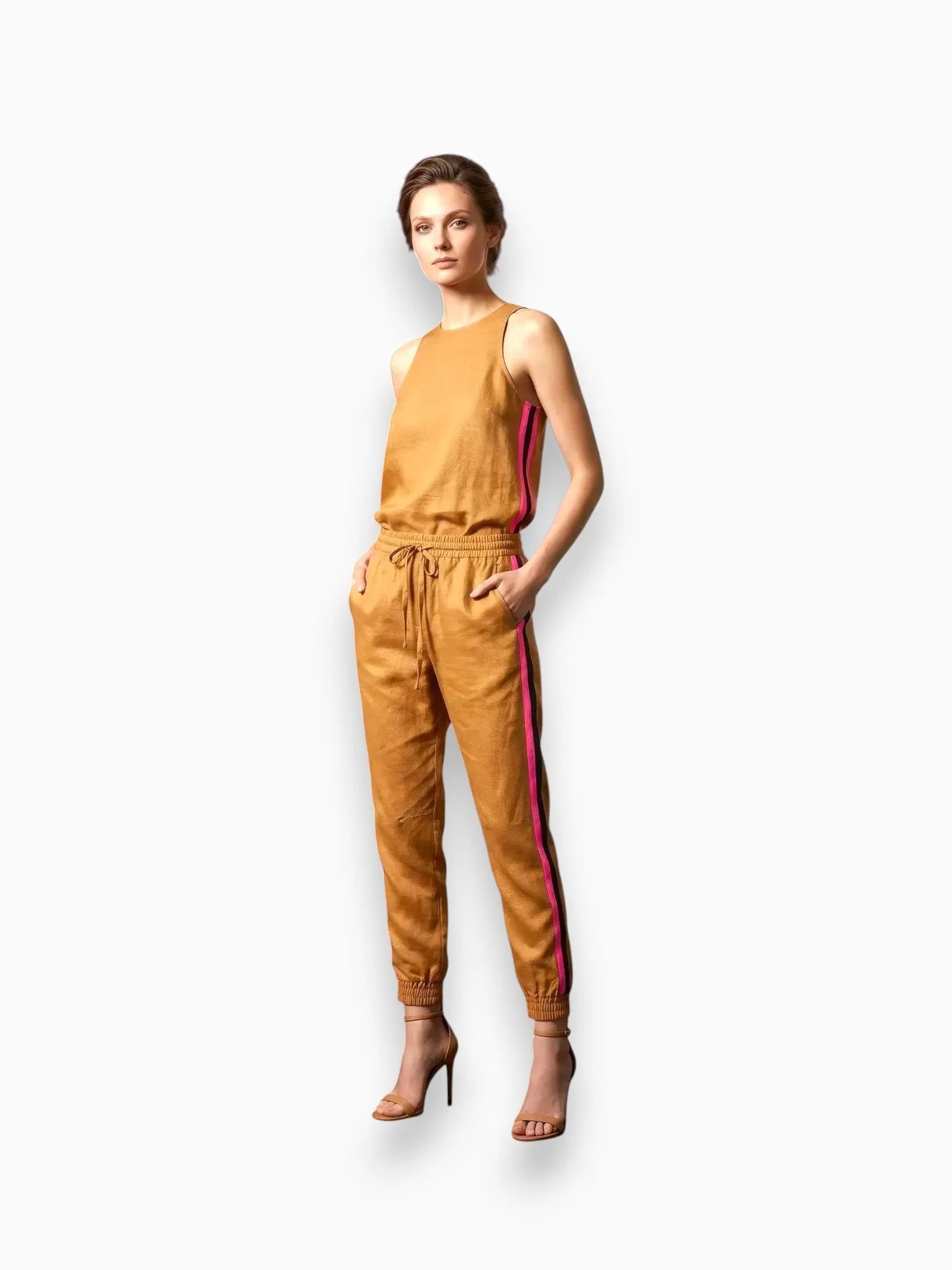 Lanhtropy Lanhtropy Anna Linen Top in Caramel - Top | Queen Anna House of Fashion Women's Luxury Fashion