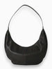 Queen Anna House of Fashion TAH Bags navy full-grain leather crescent sling bag with curved zipper