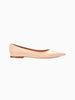 Queen Anna House of Fashion Rebecca Allen nude leather pointed-toe ballet flats with a flat sole.
