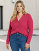 Queen Anna House of Fashion Universal Standard Better Than Wool cardigan in vibrant pink with button-front closure.