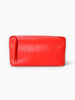 Queen Anna House of Fashion TAH Bags minimalist red leather clutch with a sleek, compact hand-carry design.