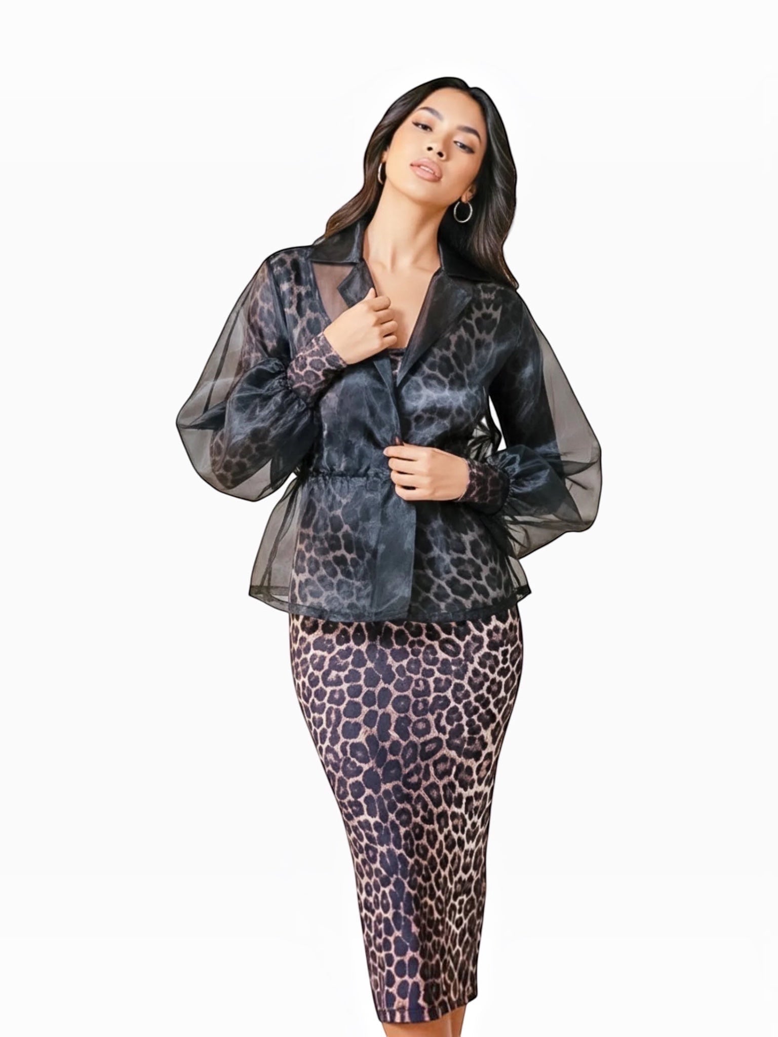 Touché Privé Touché Privé Sheer Organza Jacket in Black - Outerwear | Queen Anna House of Fashion Women's Luxury Fashion