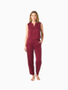 Queen Anna House of Fashion Lunya washable silk tank and pant set in rich calliope wine on a female model
