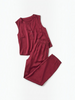 Queen Anna House of Fashion Lunya washable silk tank and pant set in a rich calliope wine color with button detail.