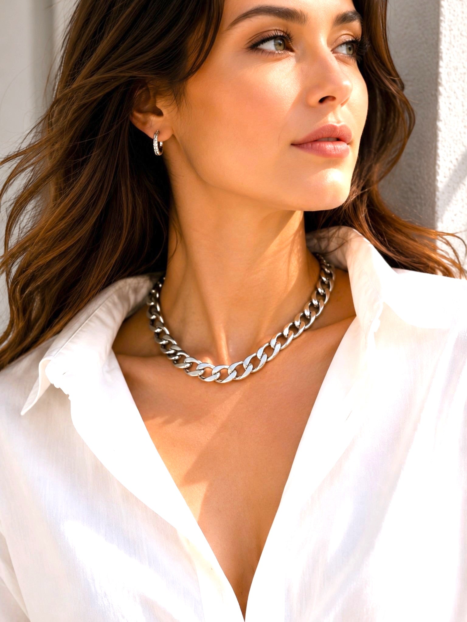 WILYMI Jewelry WILYMI Jewelry Co X Cuban Collar Necklace in Silver - Jewelry | Queen Anna House of Fashion Women's Luxury Fashion
