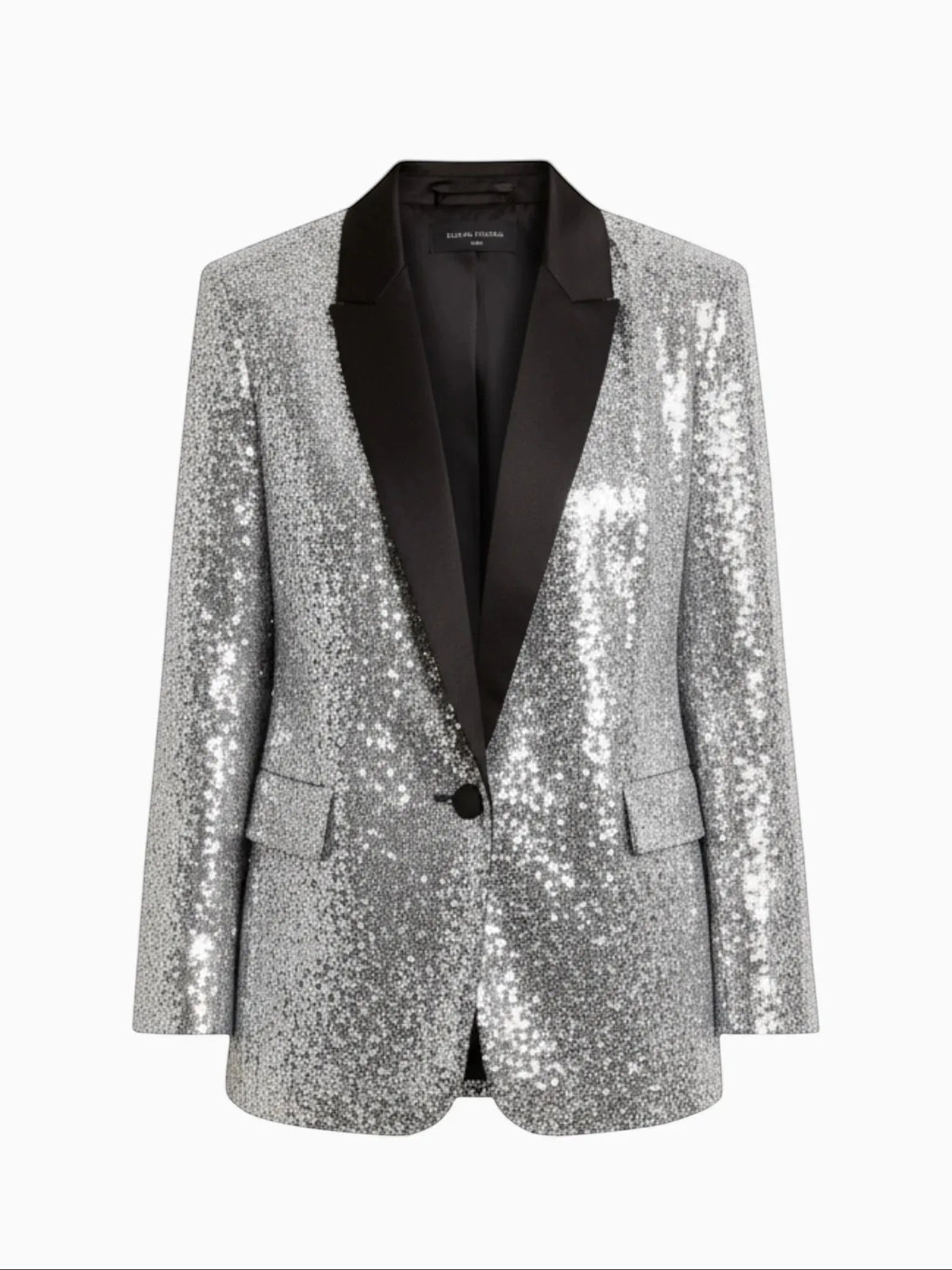 Q2 Q2 Silver Sequin Tuxedo Blazer in Silver - Outerwear | Queen Anna House of Fashion Women's Luxury Fashion