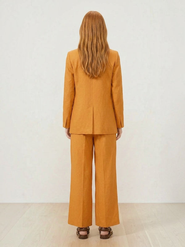 Lanhtropy Lanhtropy Milano Linen Blazer in Caramel - Outerwear | Queen Anna House of Fashion Women's Luxury Fashion