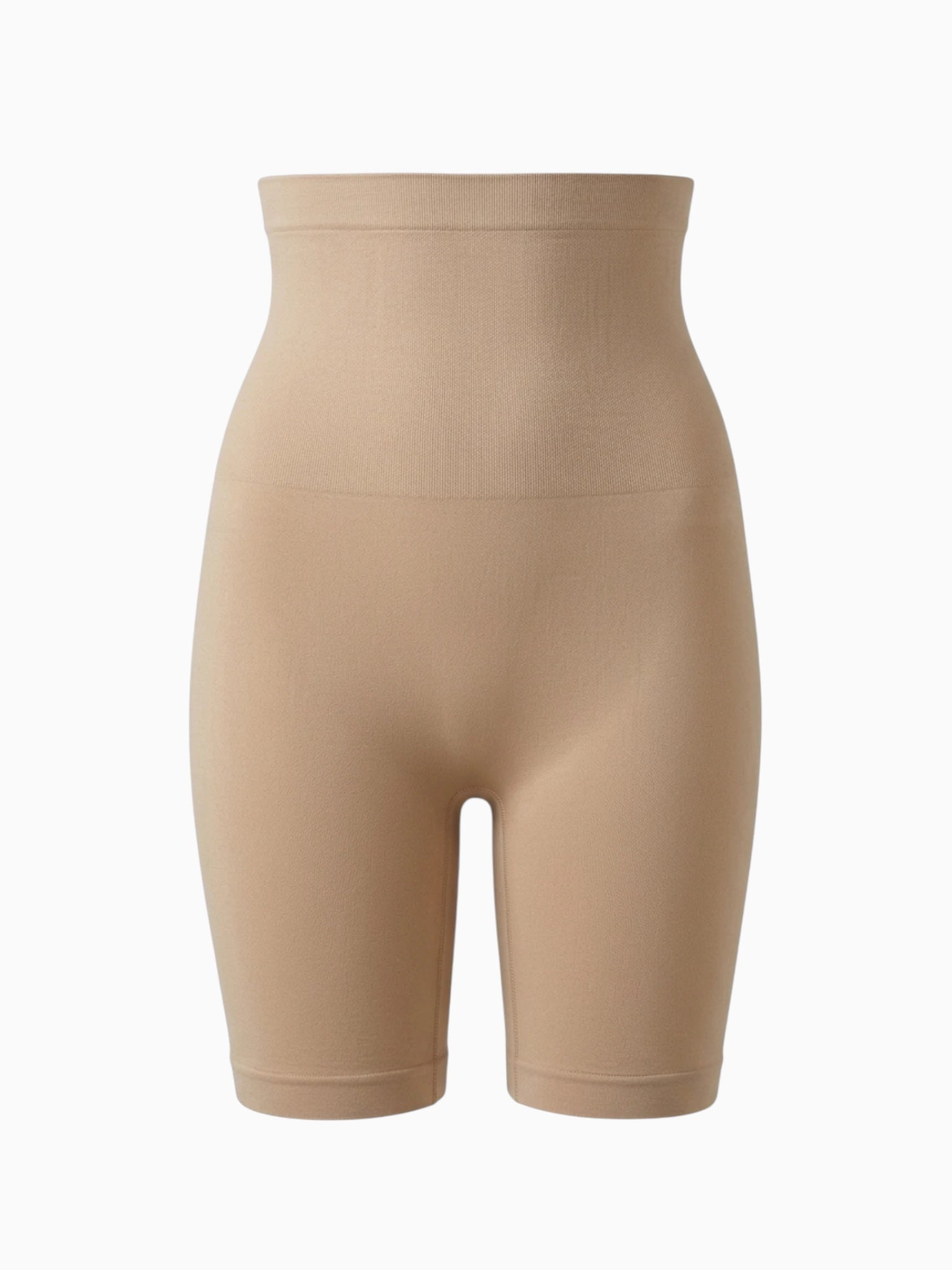 Queen Anna House of Fashion Yummie seamless tan high-waist thigh shaper with targeted compression and smooth finish.