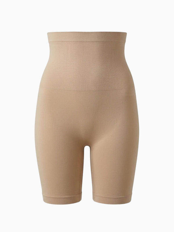 Queen Anna House of Fashion Yummie seamless tan high-waist thigh shaper with targeted compression and smooth finish.