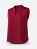 Queen Anna House of Fashion Lunya washable silk tank top in rich wine red with a partial button-front and collar.
