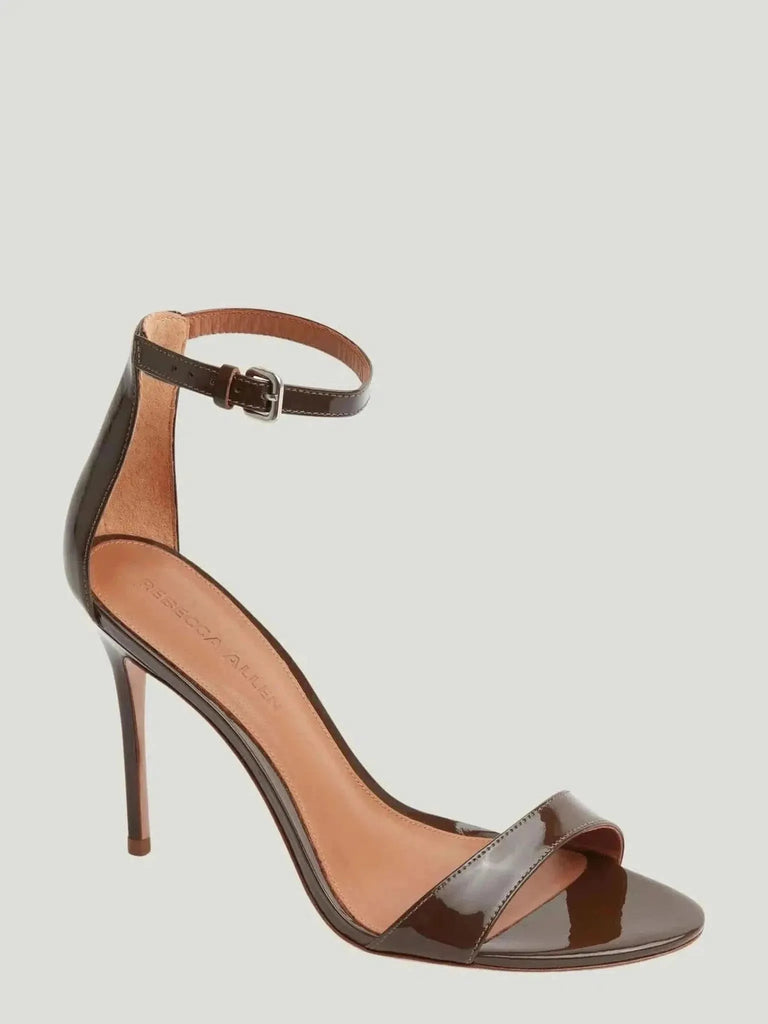 Rebecca Allen REBECCA ALLEN Two Strap Heeled Sandal in Nude I - Dark Brown - Shoes | Queen Anna House of Fashion Women's Luxury Fashion
