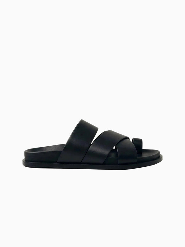 Alohas Harllow Black Leather Sandals detail view 2 | Queen Anna House of Fashion