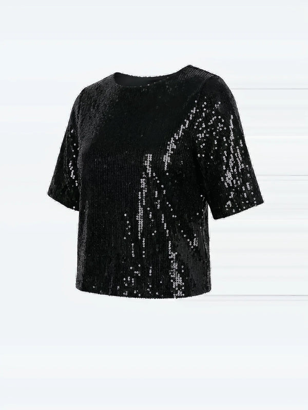 Ripley Rader Ripley Rader Sequin Short Sleeve Top in S - Top | Queen Anna House of Fashion Women's Luxury Fashion