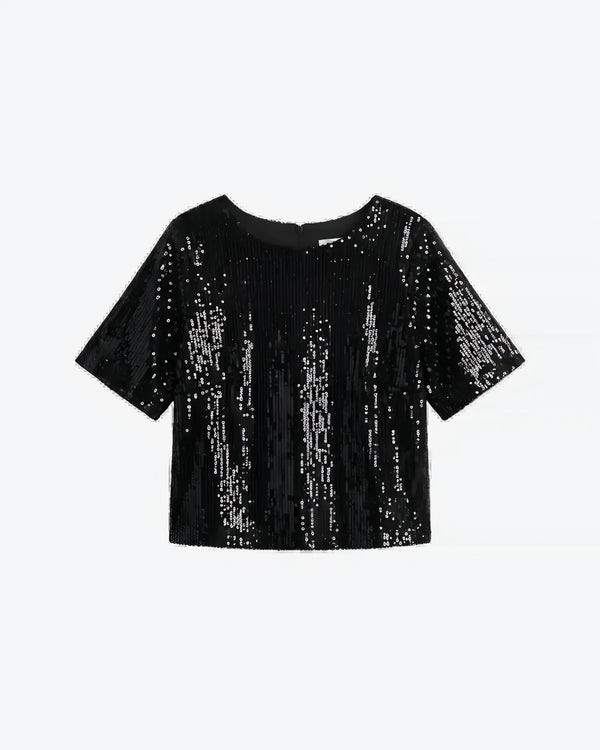 Ripley Rader Ripley Rader Sequin Short Sleeve Top in S - Top | Queen Anna House of Fashion Women's Luxury Fashion