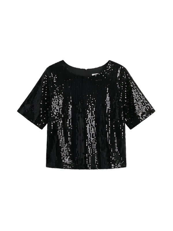 Ripley Rader Ripley Rader Sequin Short Sleeve Top in S - Top | Queen Anna House of Fashion Women's Luxury Fashion