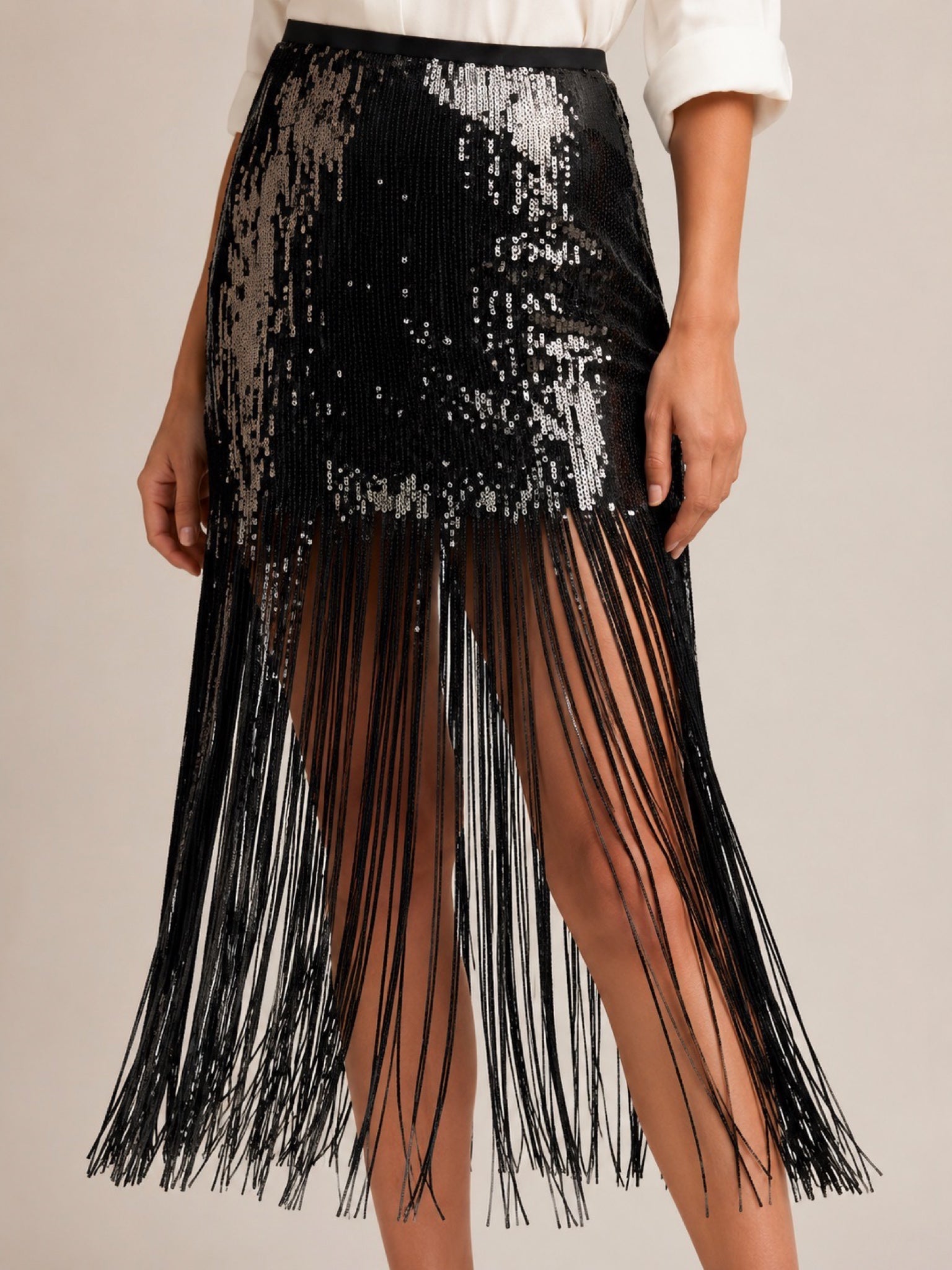 Chloe Kristyn Chloe Kristyn Alexandra Sequin Skirt in Black - Bottom | Queen Anna House of Fashion Women's Luxury Fashion