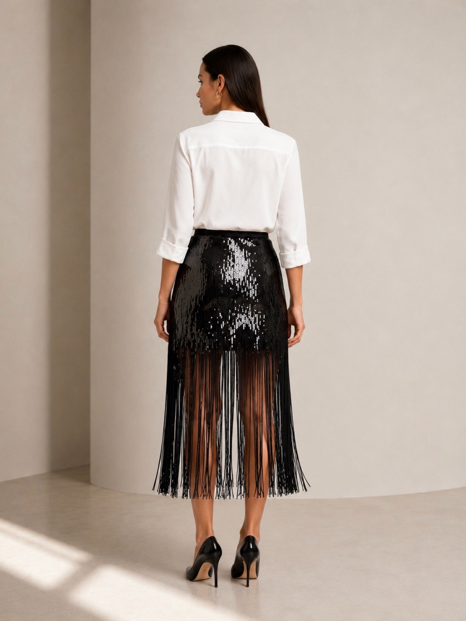 Chloe Kristyn Chloe Kristyn Alexandra Sequin Skirt in Black - Bottom | Queen Anna House of Fashion Women's Luxury Fashion
