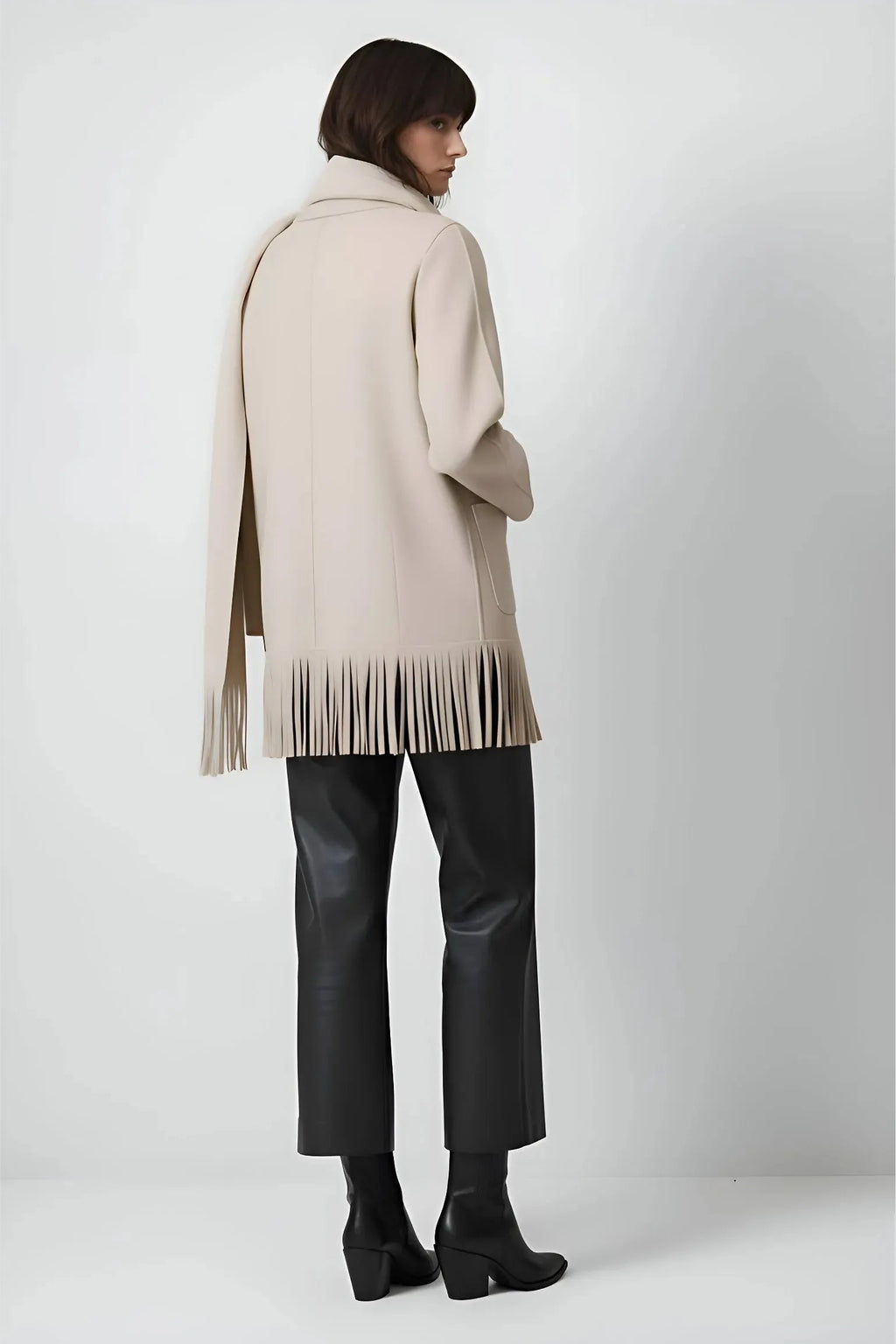 Touché Privé Touché Privé Fringed Fleece Shawl Collar Jacket in S/M - Outerwear | Queen Anna House of Fashion Women's Luxury Fashion