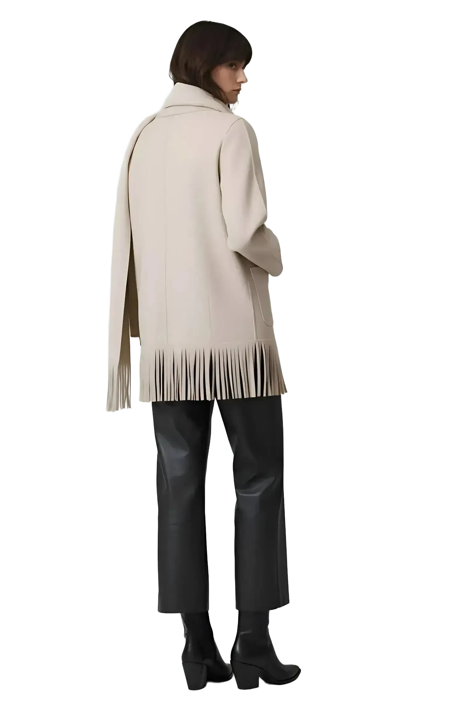 Touché Privé Touché Privé Fringed Fleece Shawl Collar Jacket in S/M - Outerwear | Queen Anna House of Fashion Women's Luxury Fashion