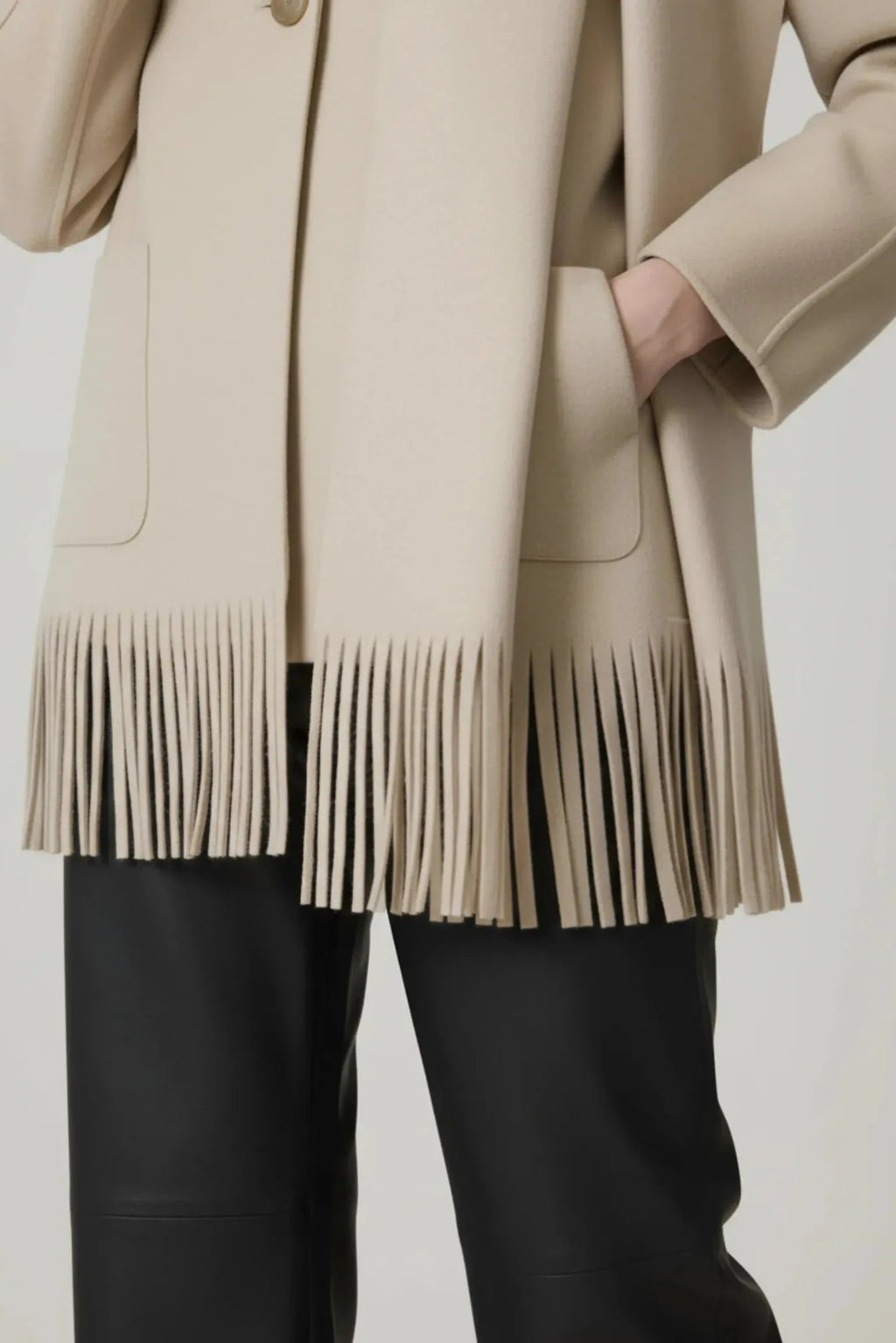 Touché Privé Touché Privé Fringed Fleece Shawl Collar Jacket in S/M - Outerwear | Queen Anna House of Fashion Women's Luxury Fashion