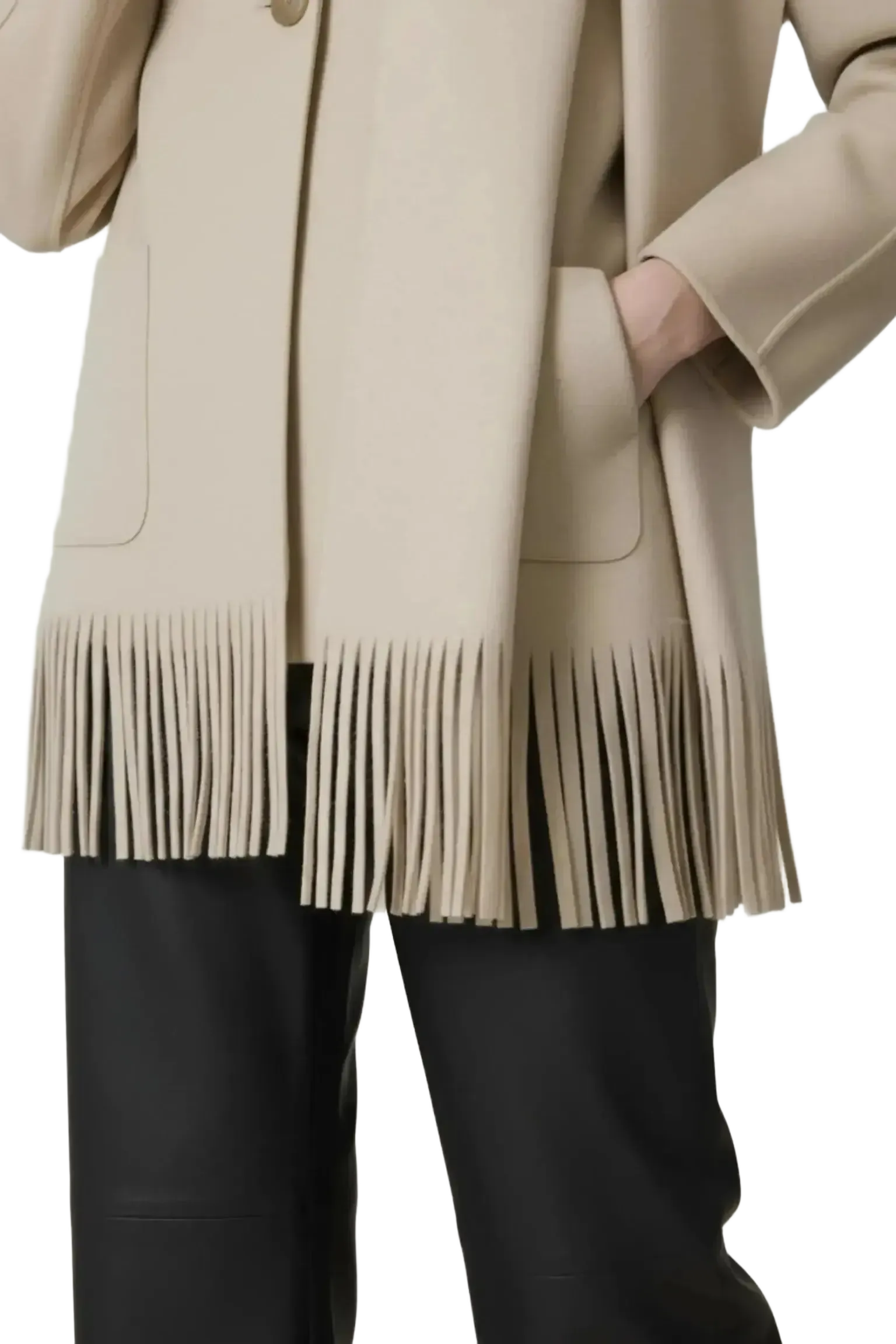Touché Privé Touché Privé Fringed Fleece Shawl Collar Jacket in S/M - Outerwear | Queen Anna House of Fashion Women's Luxury Fashion
