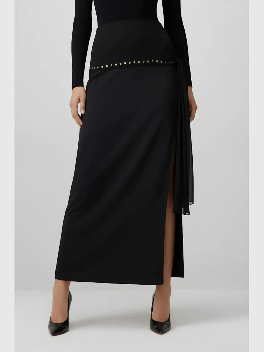 Touché Privé Touché Privé Gold Studded Maxi Skirt in S - Bottom | Queen Anna House of Fashion Women's Luxury Fashion