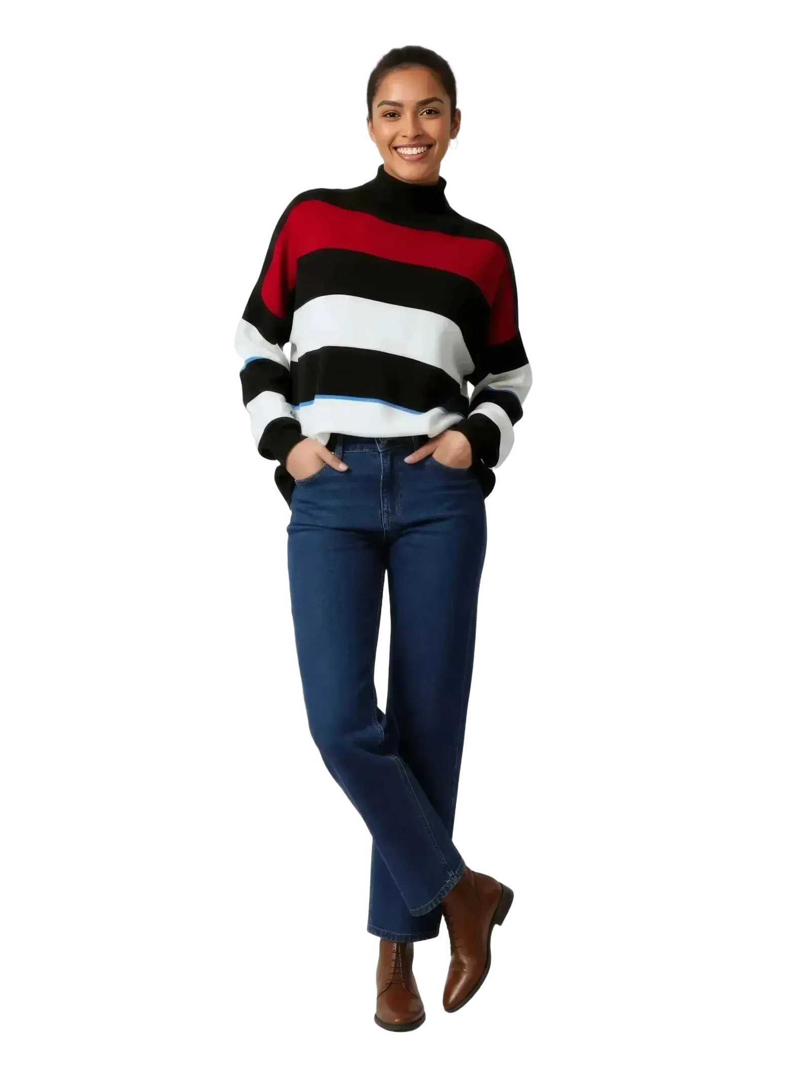 Touché Privé Touché Privé Oversized Striped Turtleneck Knit Sweater in S - Top | Queen Anna House of Fashion Women's Luxury Fashion