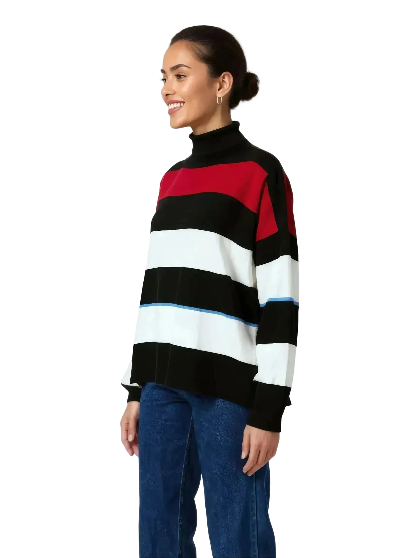 Touché Privé Touché Privé Oversized Striped Turtleneck Knit Sweater in S - Top | Queen Anna House of Fashion Women's Luxury Fashion