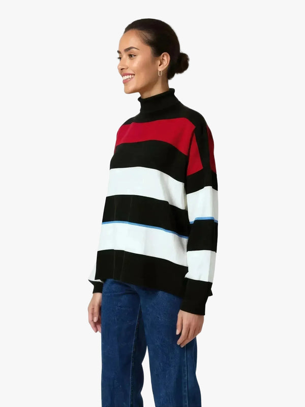 Touché Privé Touché Privé Oversized Striped Turtleneck Knit Sweater in S - Top | Queen Anna House of Fashion Women's Luxury Fashion