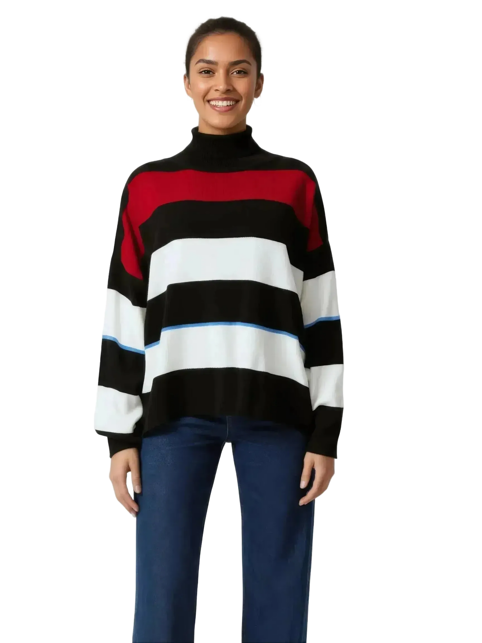 Touché Privé Touché Privé Oversized Striped Turtleneck Knit Sweater in S - Top | Queen Anna House of Fashion Women's Luxury Fashion