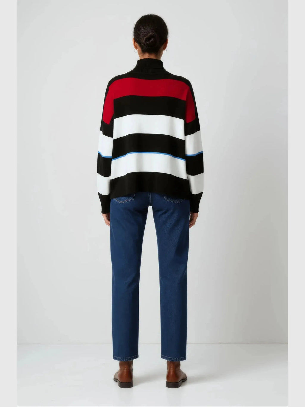 Touché Privé Touché Privé Oversized Striped Turtleneck Knit Sweater in S - Top | Queen Anna House of Fashion Women's Luxury Fashion