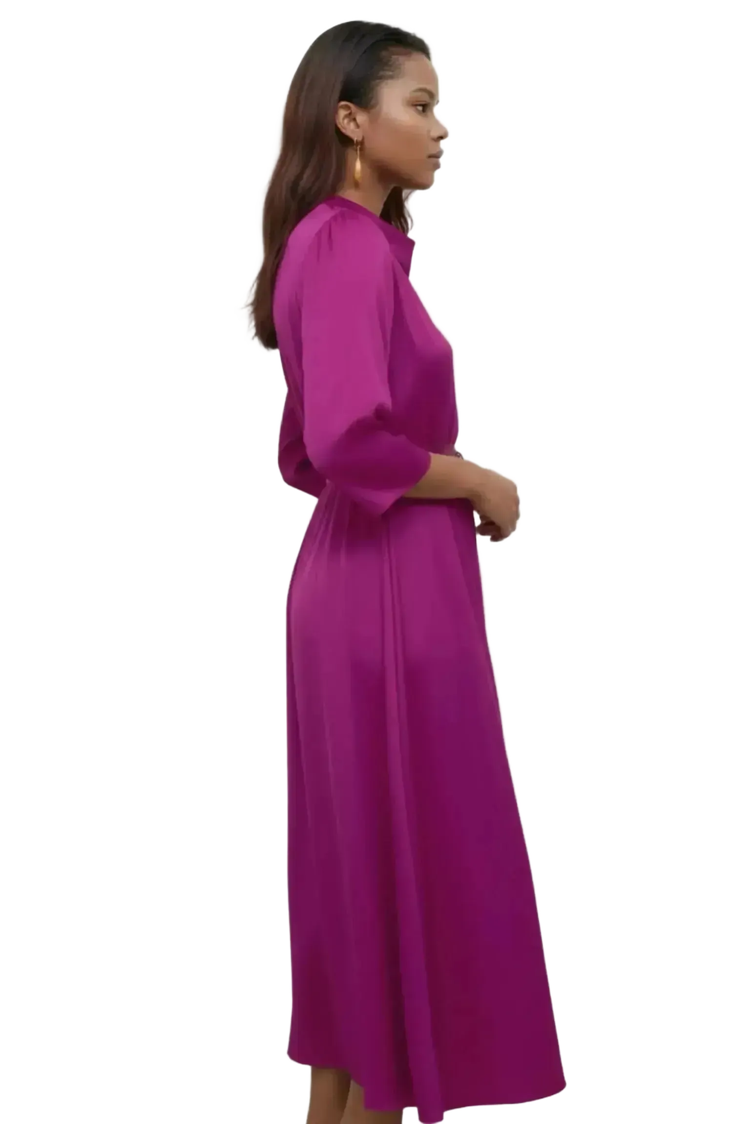 Touché Privé Touché Privé Satin Cowl Neck Dress in Fuchsia Pink - Dress | Queen Anna House of Fashion Women's Luxury Fashion