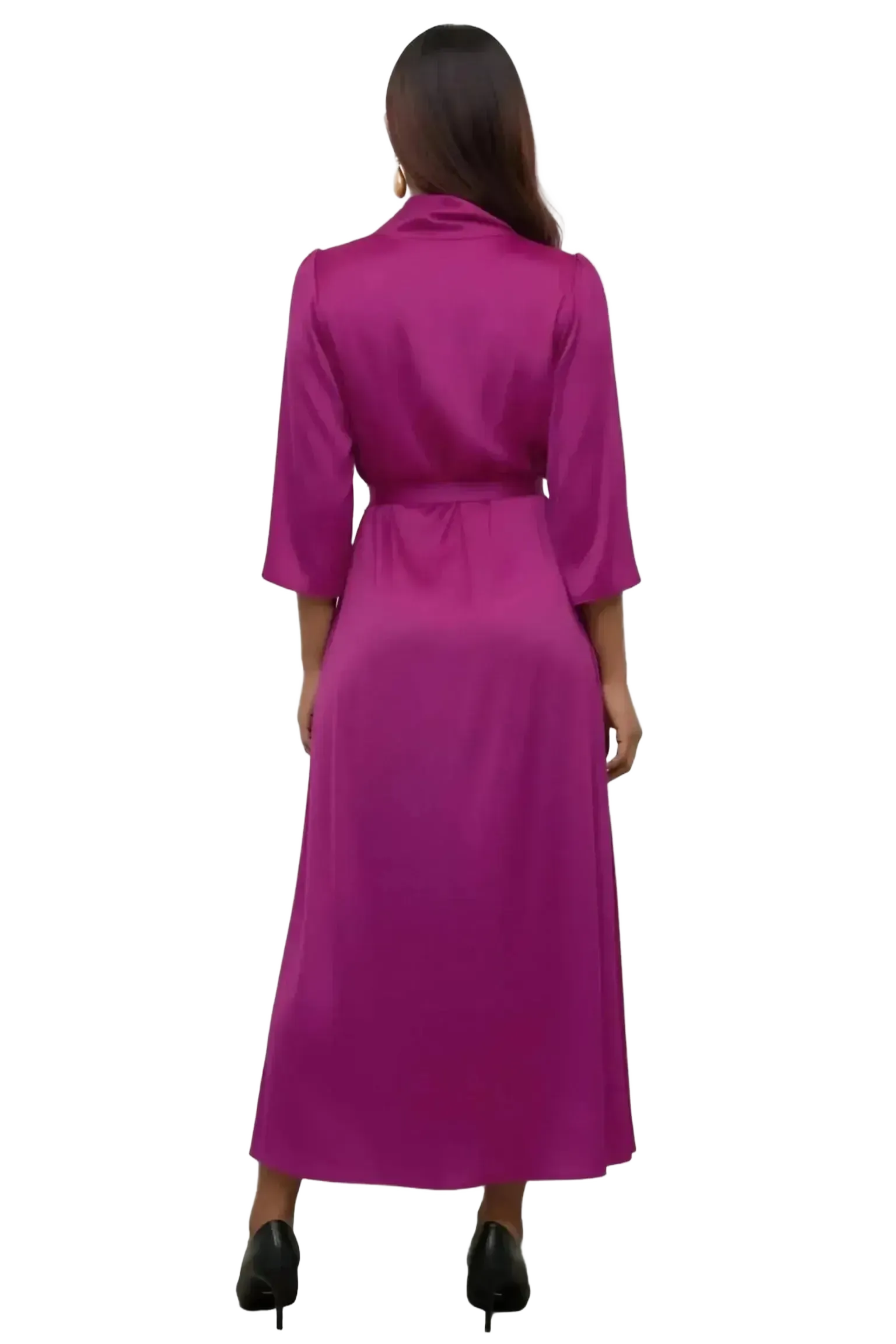 Touché Privé Touché Privé Satin Cowl Neck Dress in Fuchsia Pink - Dress | Queen Anna House of Fashion Women's Luxury Fashion