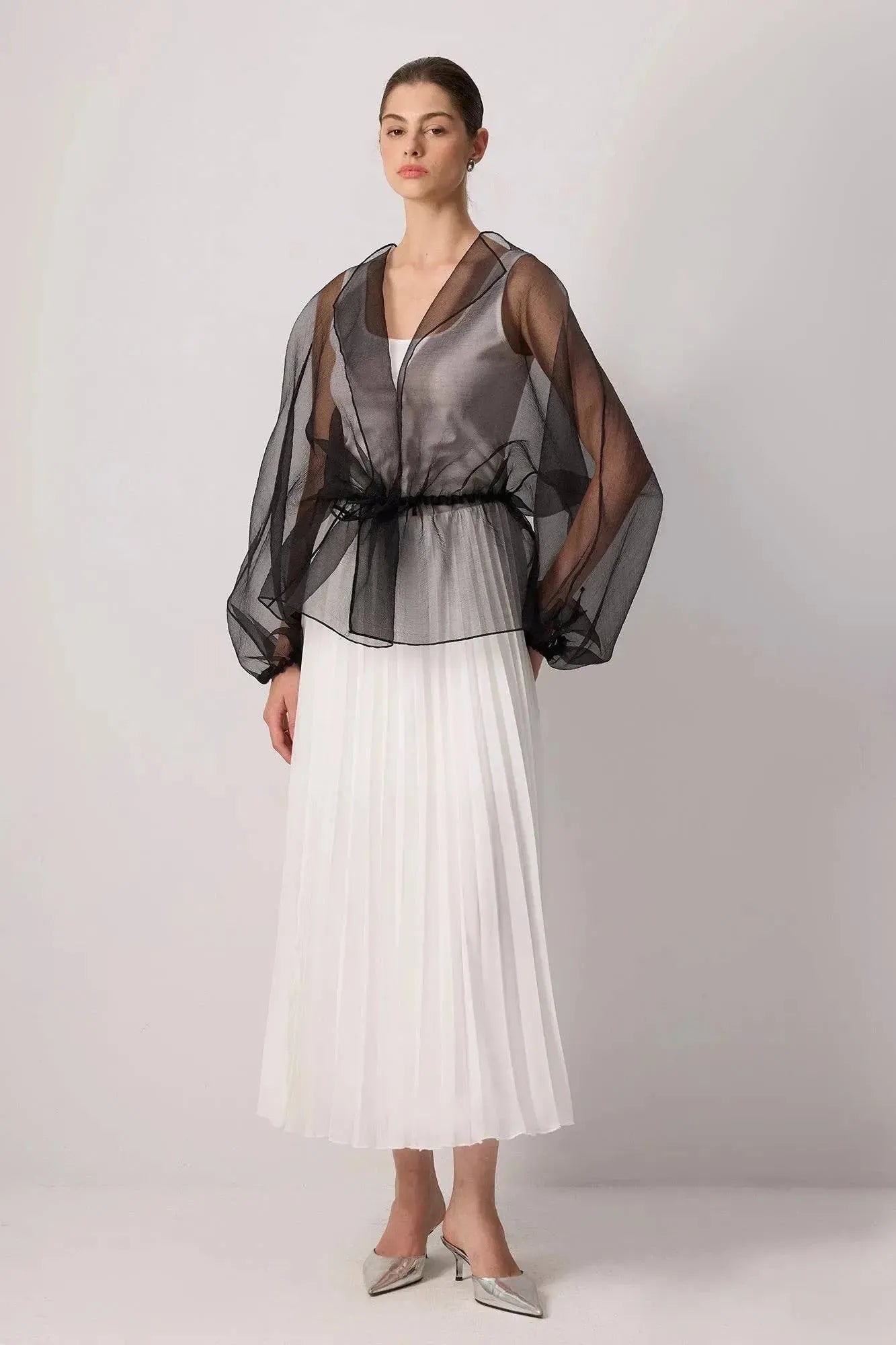Touché Privé Touché Privé Sheer Organza Jacket in Black - Outerwear | Queen Anna House of Fashion Women's Luxury Fashion
