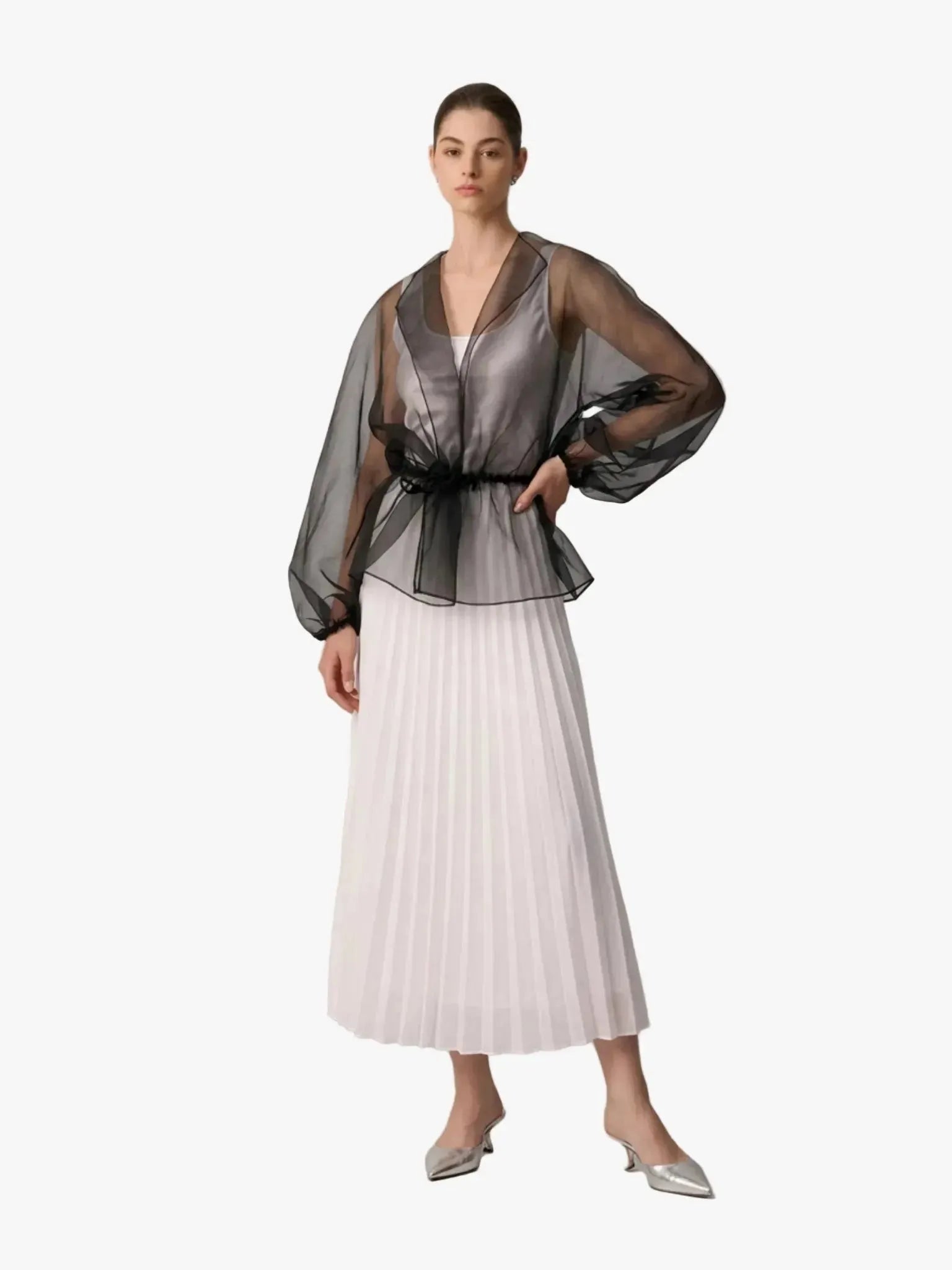 Touché Privé Touché Privé Sheer Organza Jacket in Black - Outerwear | Queen Anna House of Fashion Women's Luxury Fashion