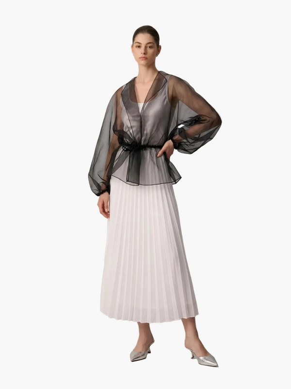 Touché Privé Touché Privé Sheer Organza Jacket in Black - Outerwear | Queen Anna House of Fashion Women's Luxury Fashion