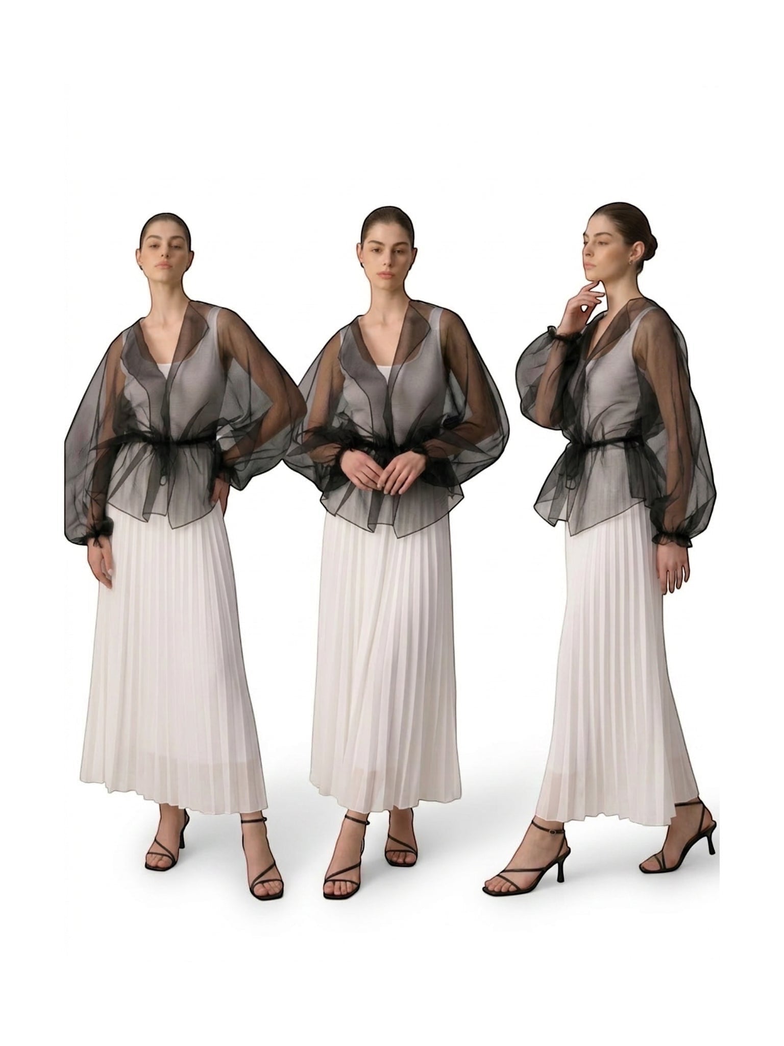 Touché Privé Touché Privé Sheer Organza Jacket in Black - Outerwear | Queen Anna House of Fashion Women's Luxury Fashion